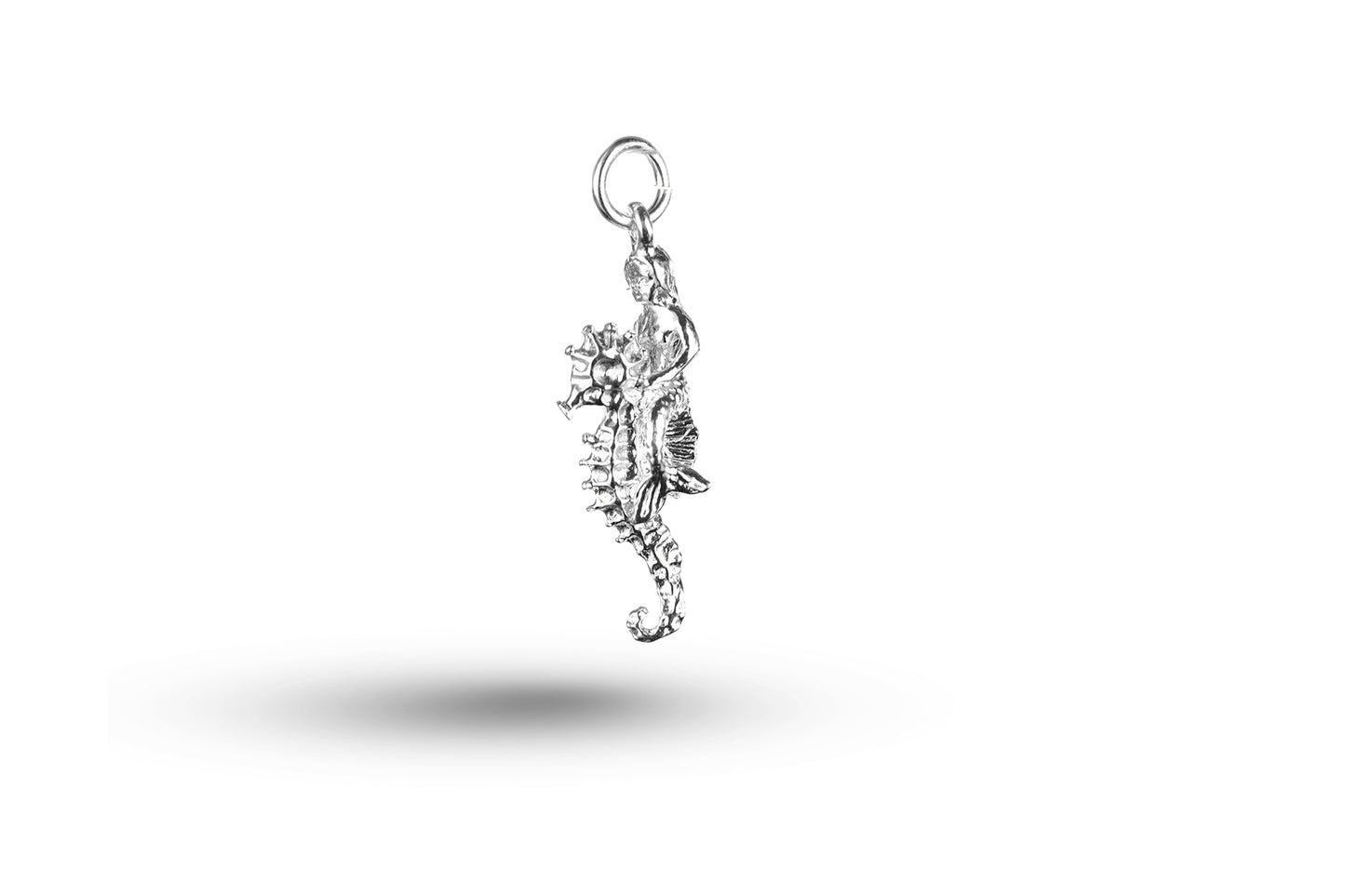 White gold Mermaid on Seahorse charm.
