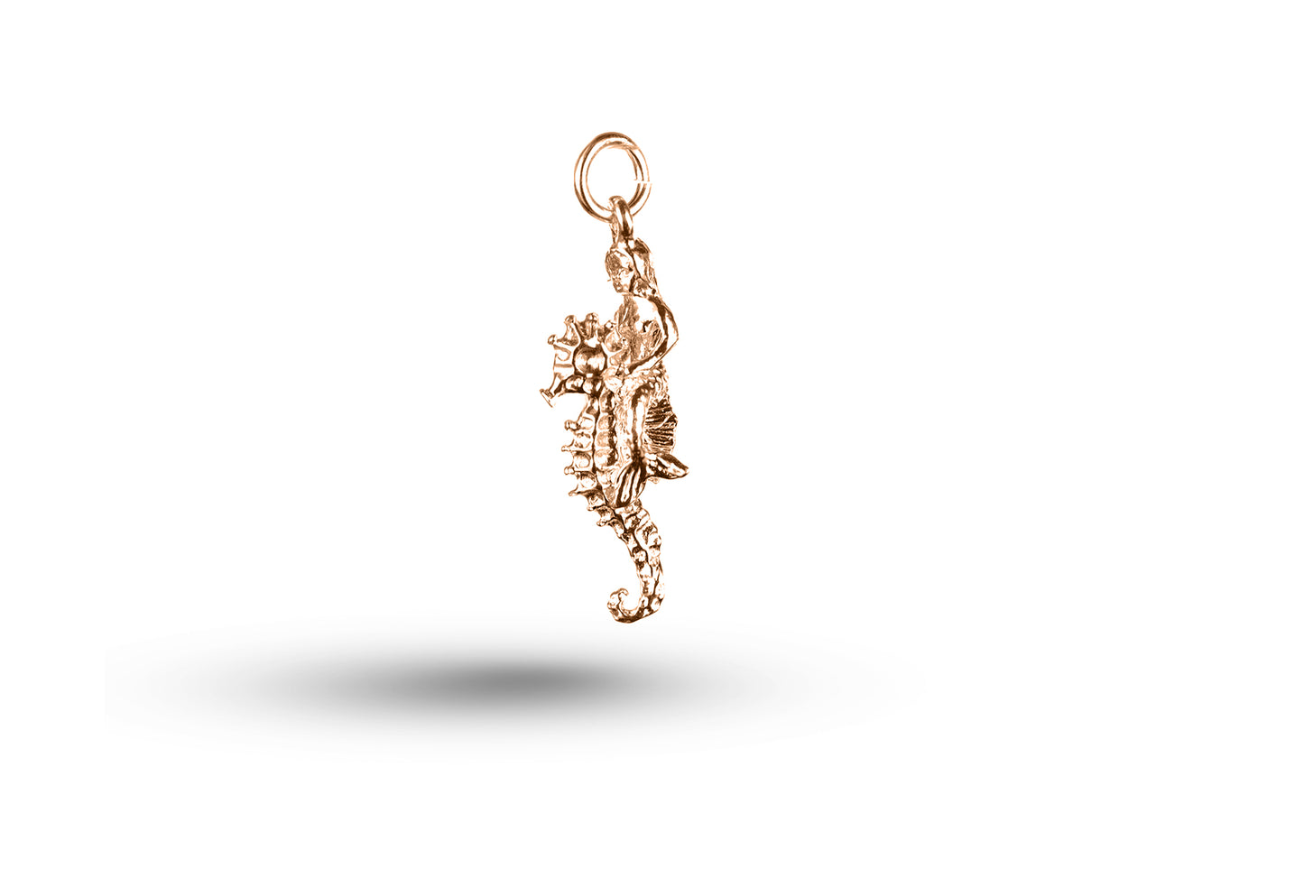 Rose gold Mermaid on Seahorse charm.