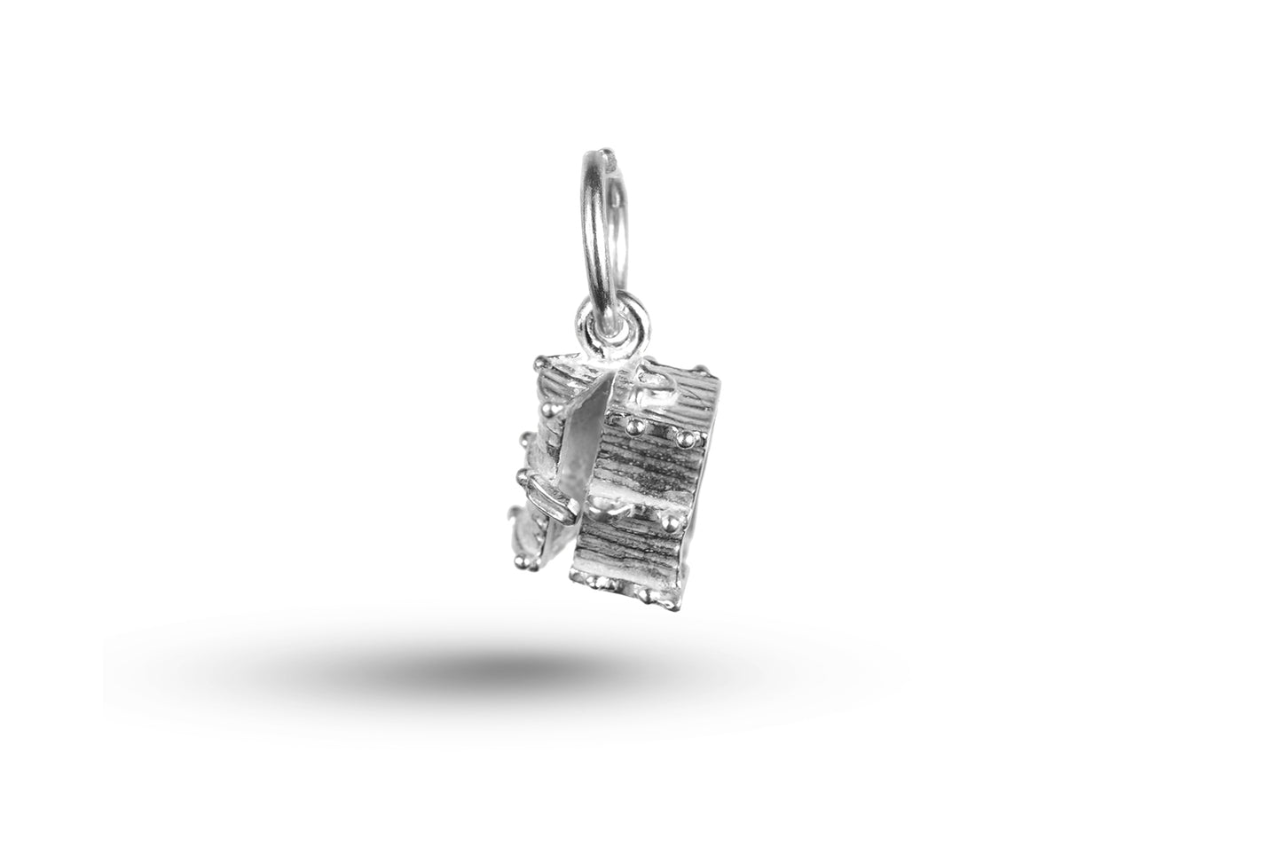 White gold Solid Treasure Chest charm.