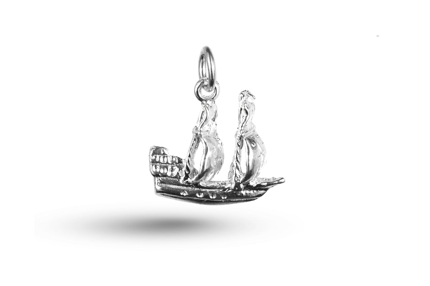 White gold Full Sail Galleon charm.