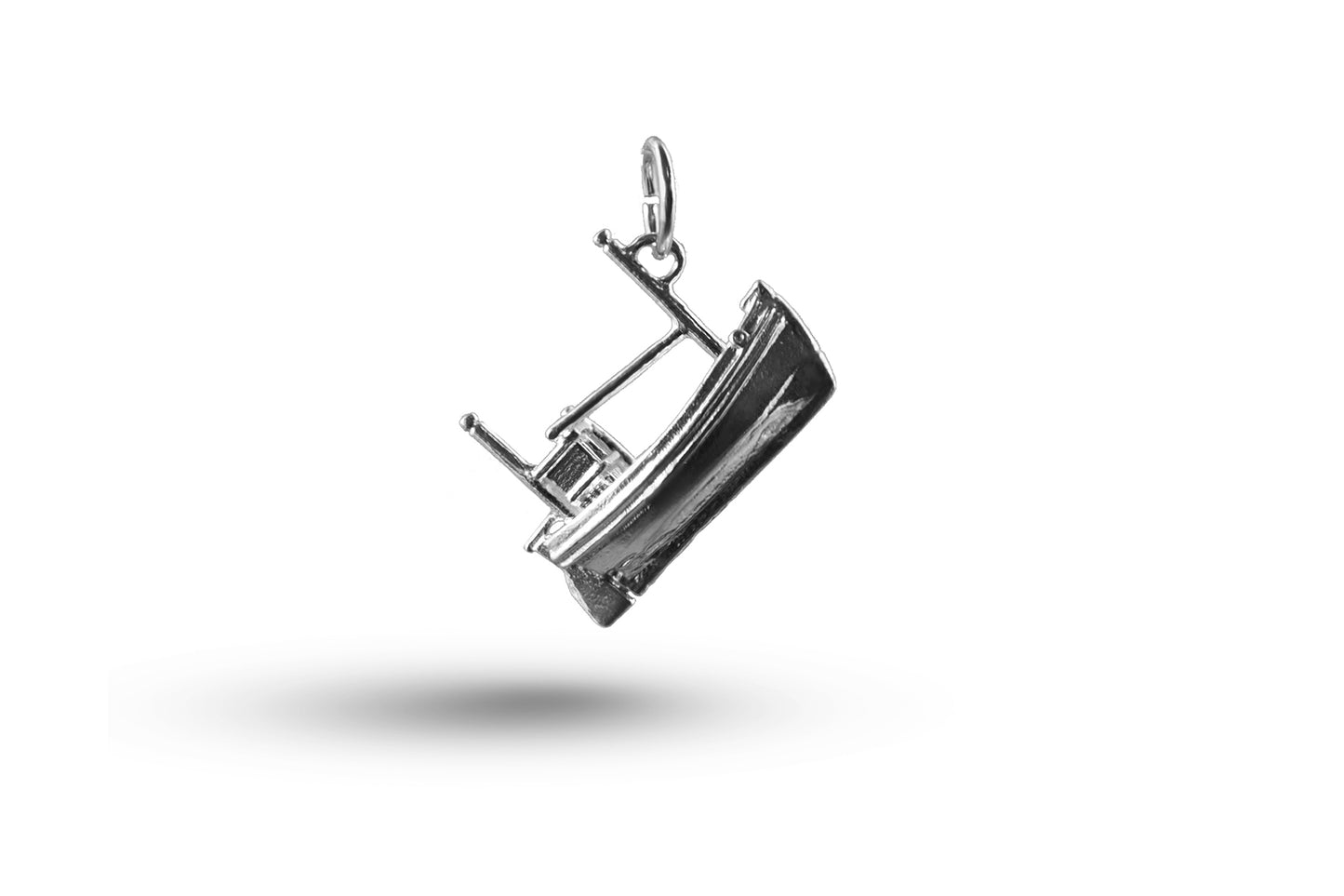 White gold Fishing Boat charm.