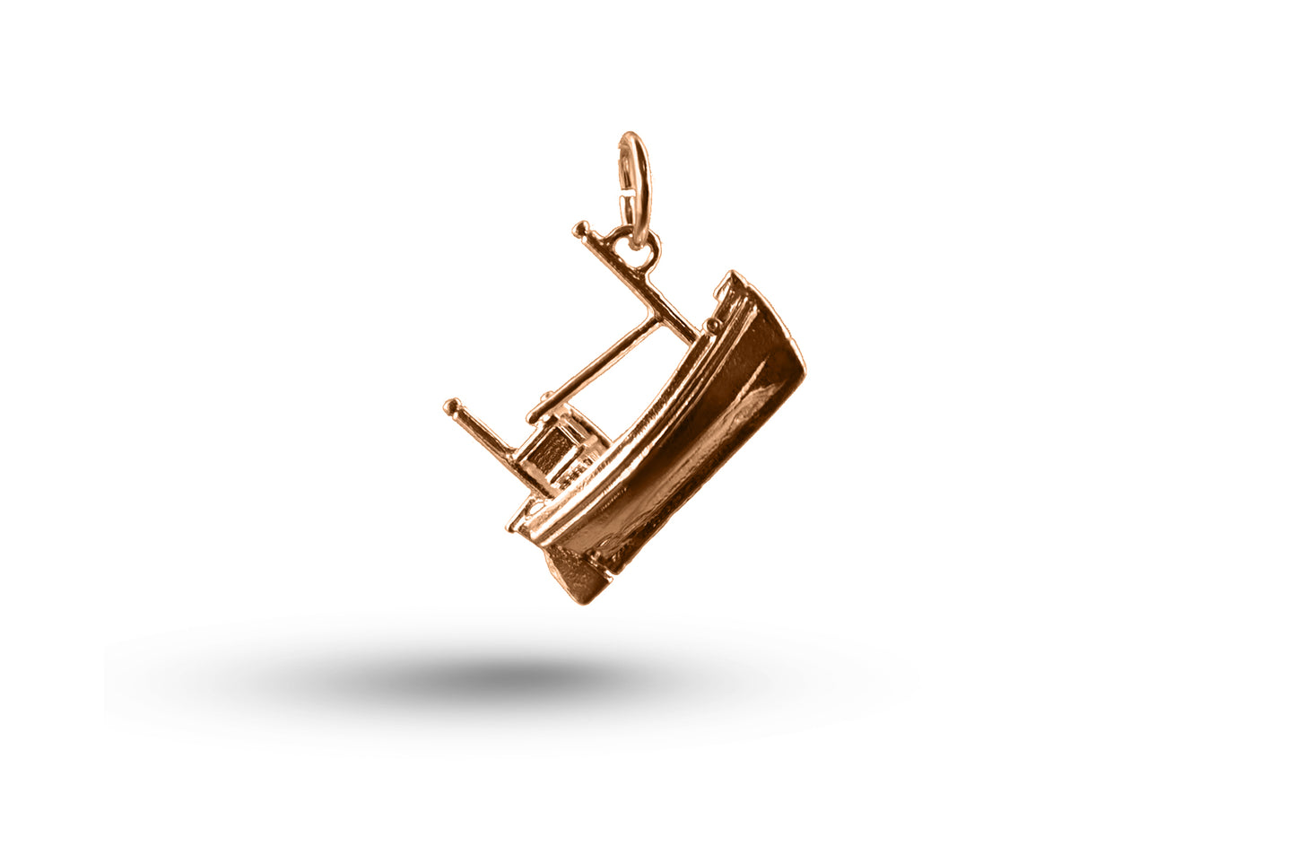 Rose gold Fishing Boat charm.