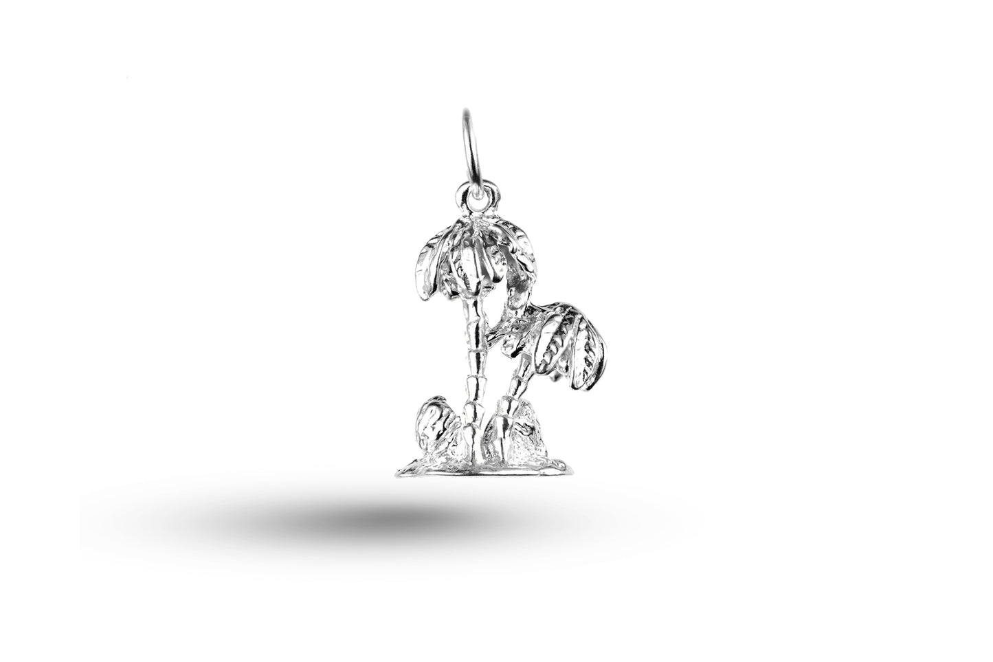White gold Palm Tree on Island charm.