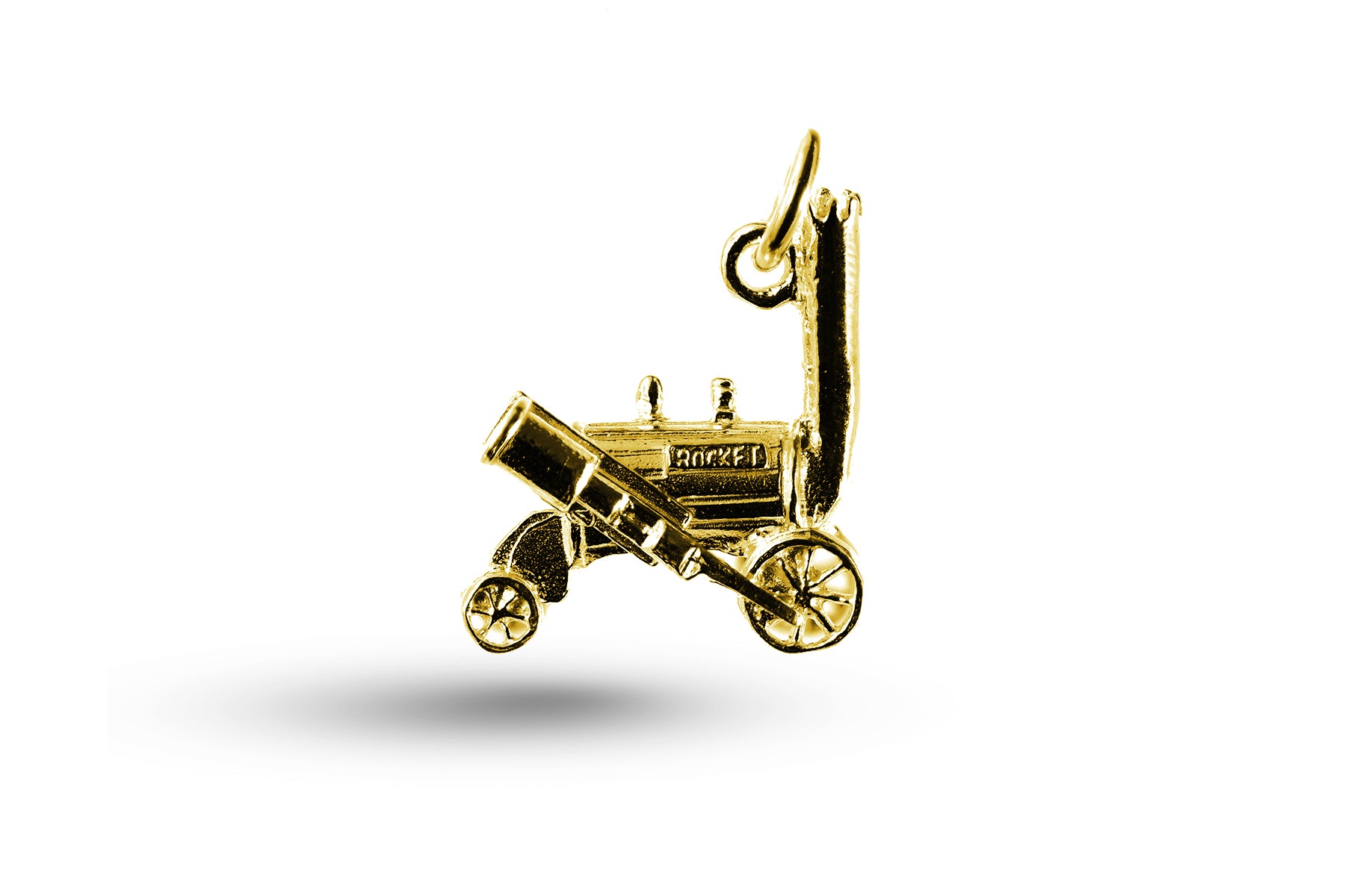 Yellow gold Stephensons Rocket charm.