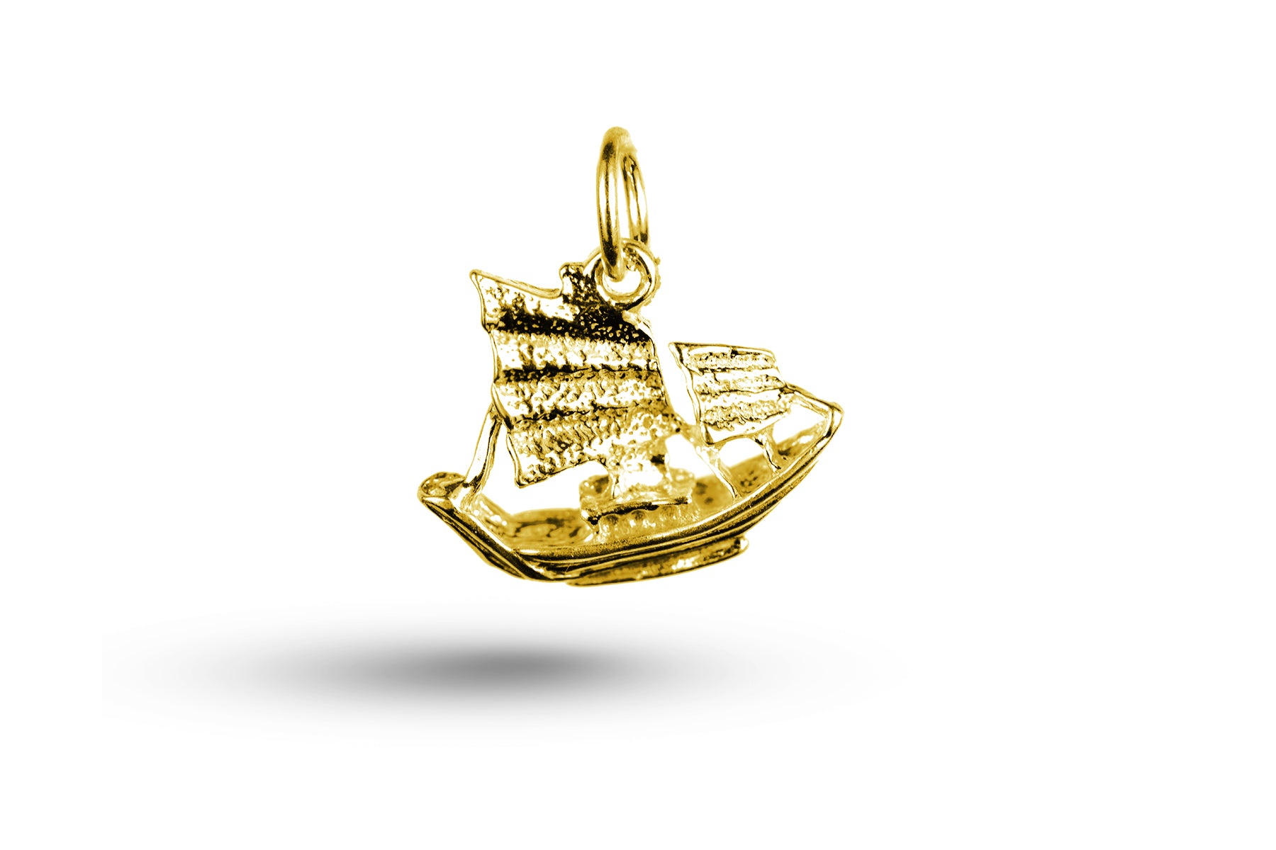 Yellow gold Chinese Junk charm.