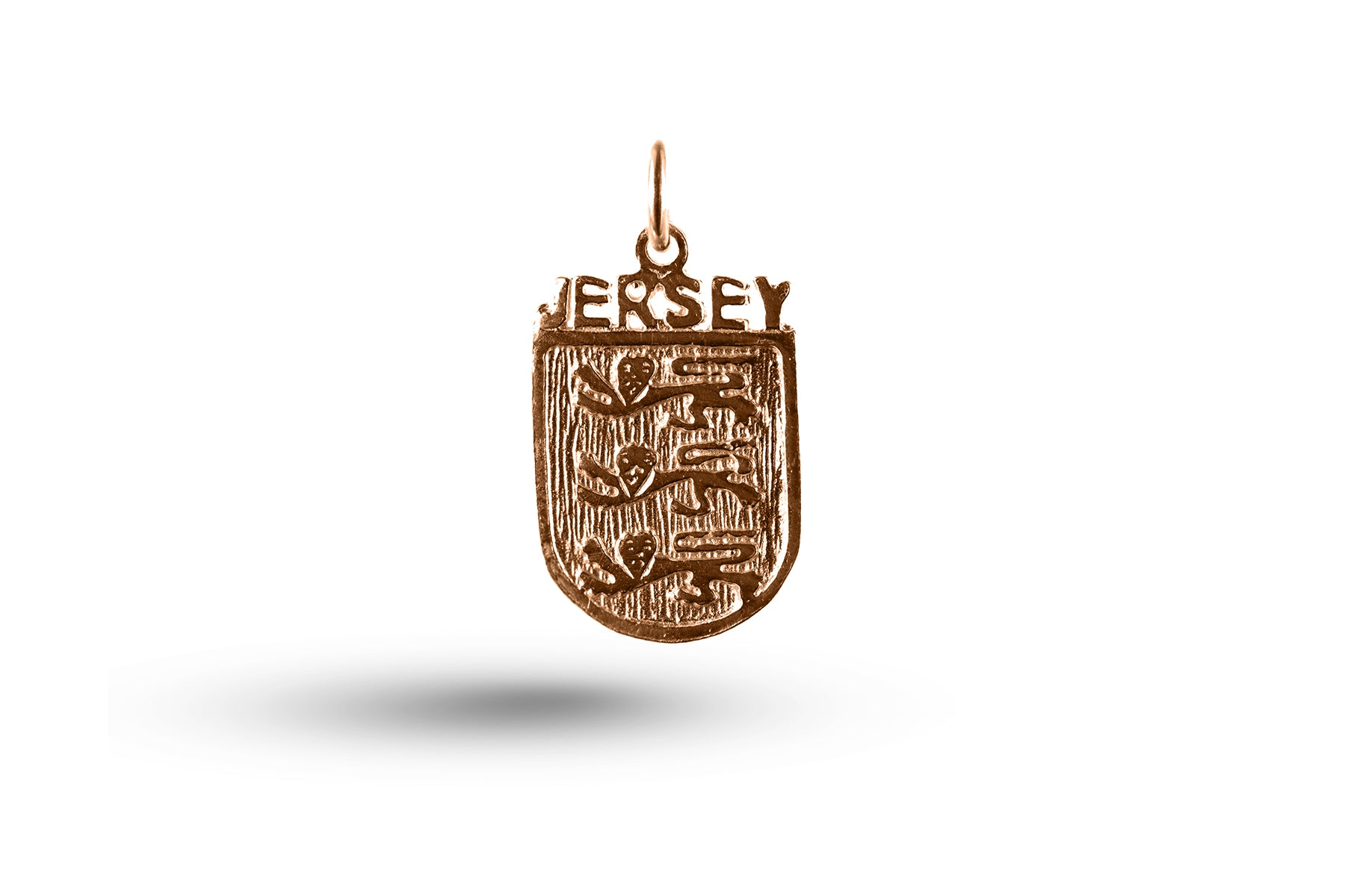 Rose gold Jersey Crest charm.