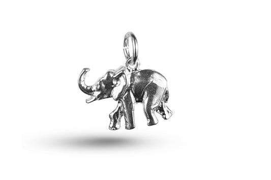 White gold Charging Elephant charm.