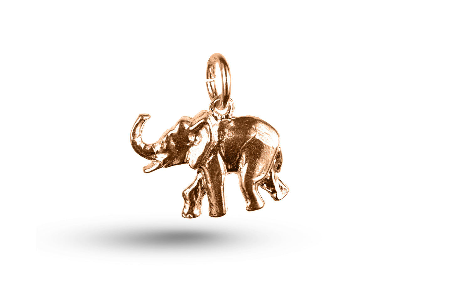 Rose gold Charging Elephant charm.