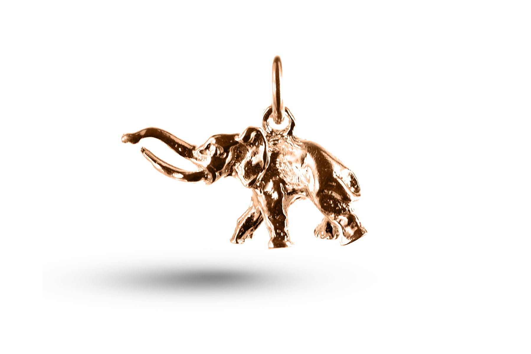 Rose gold Trumpeting Elephant charm.
