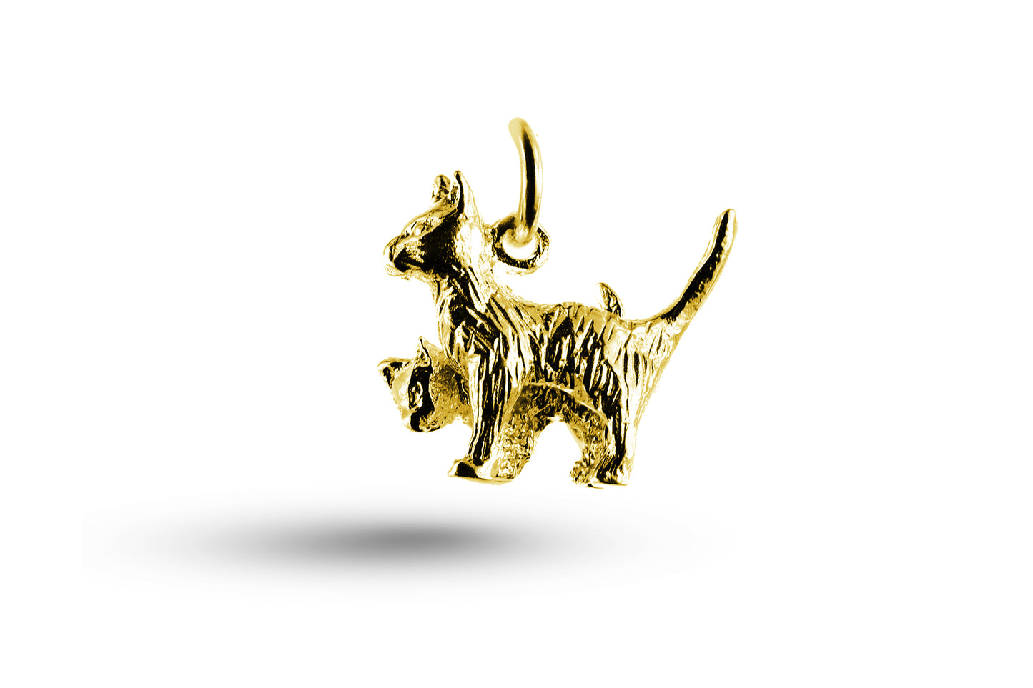 Luxury yellow gold Cat and Kitten charm.
