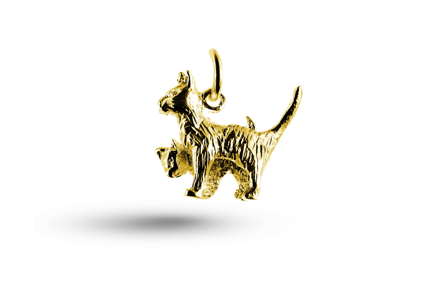 Luxury yellow gold Cat and Kitten charm.