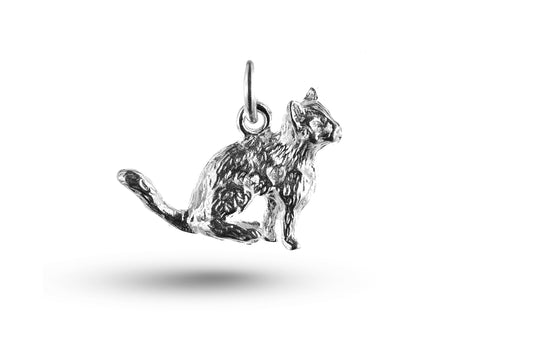 White gold Sitting Cat charm.