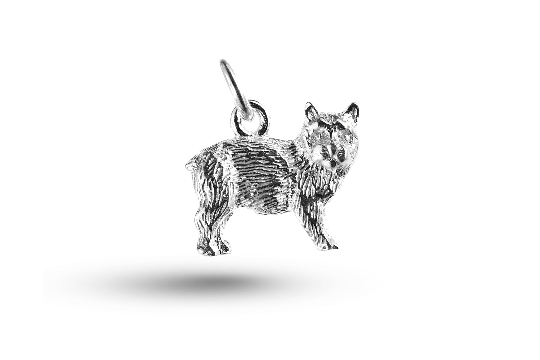 White gold Manx Cat charm.