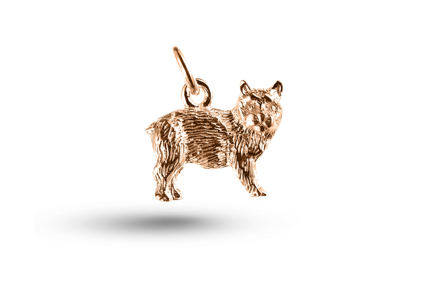 Rose gold Manx Cat charm.