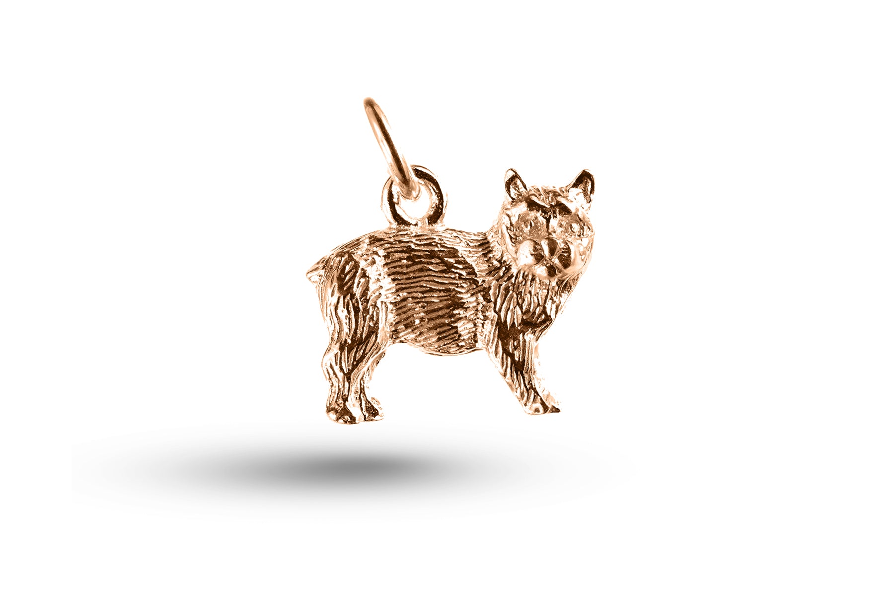Rose gold Manx Cat charm.