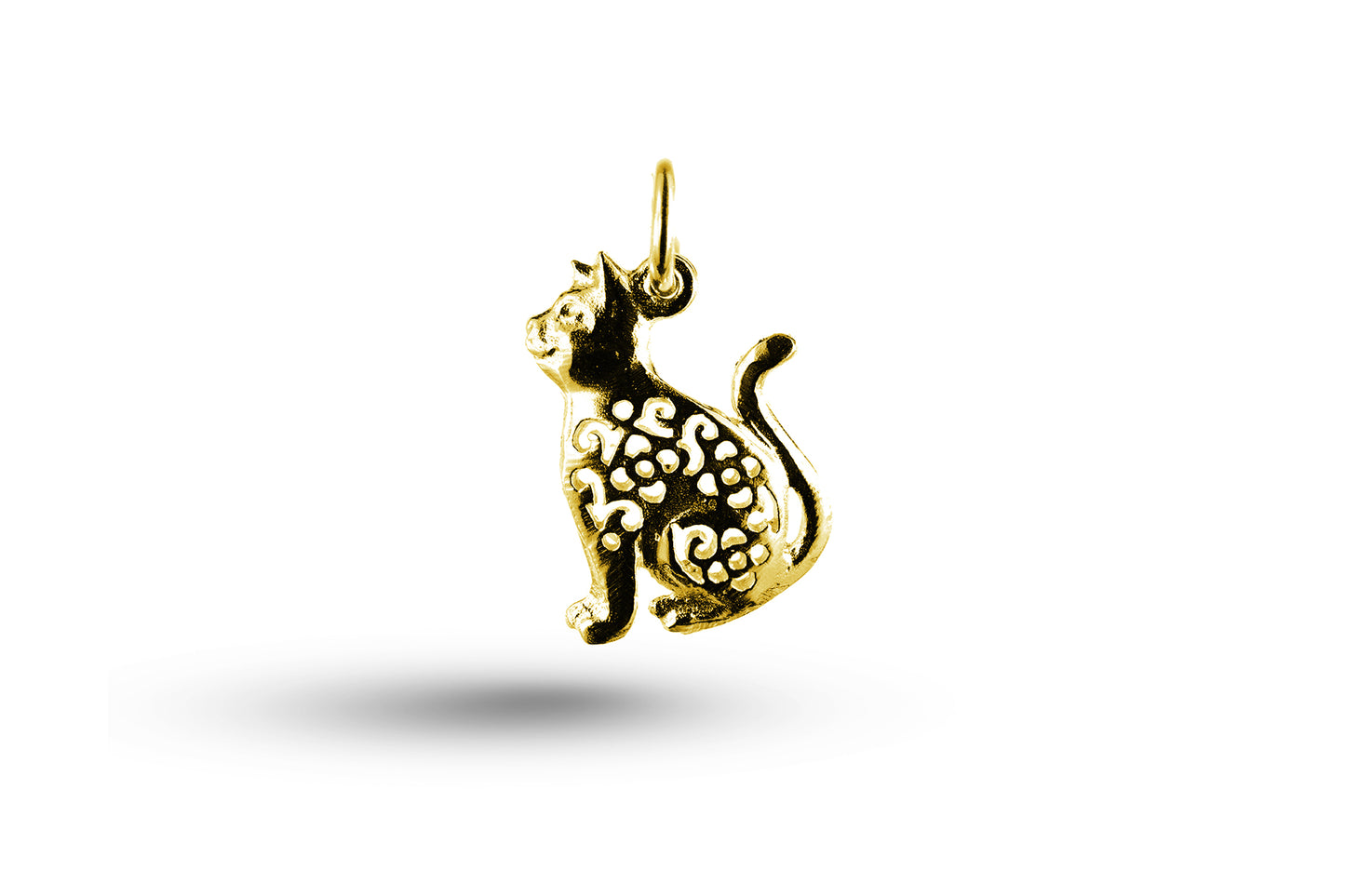 Yellow gold Filigree Cat charm.