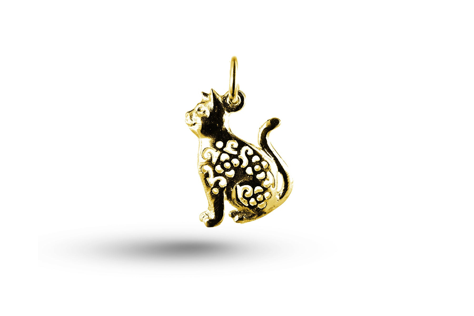 Yellow gold Filigree Cat charm.