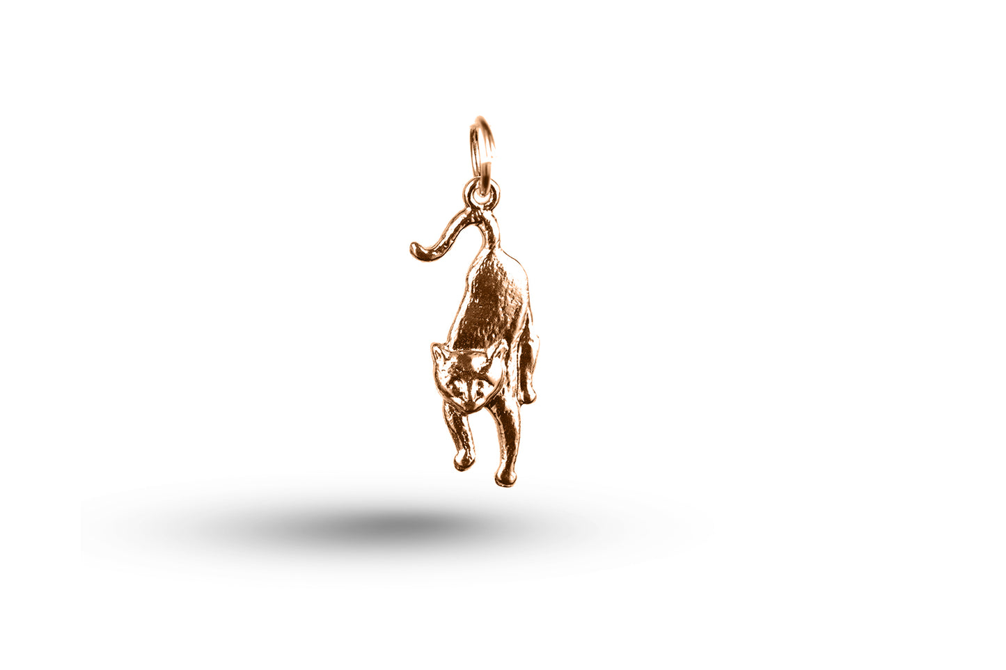 Rose gold Stretching Cat charm.