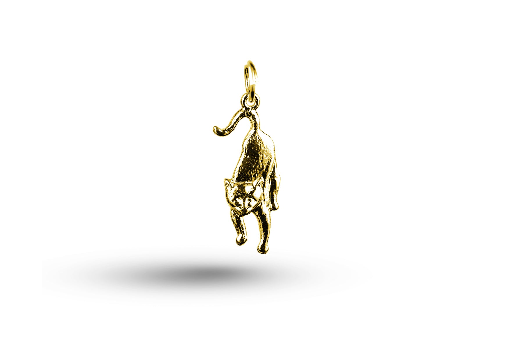 Yellow gold Stretching Cat charm.