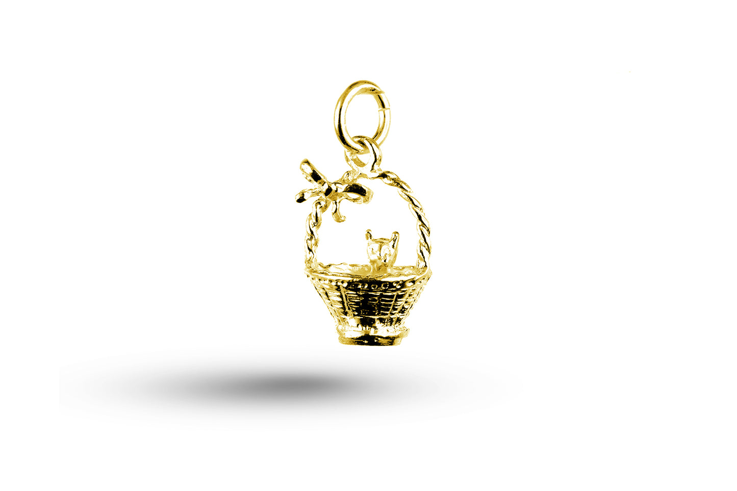 Yellow gold Kitten in Basket charm.