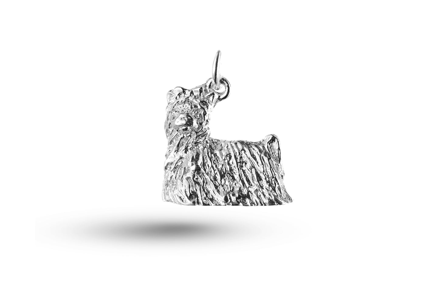 White gold Yorkshire Terrier Dog charm.