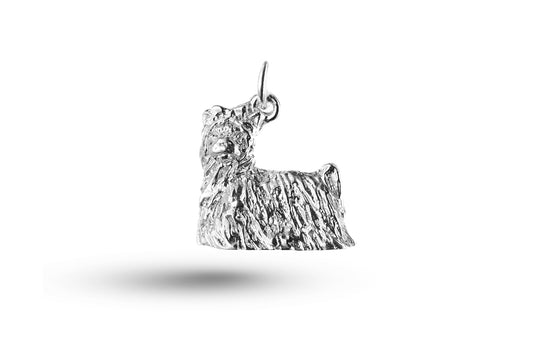White gold Yorkshire Terrier Dog charm.