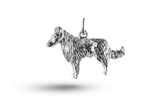 White gold Collie Dog charm.