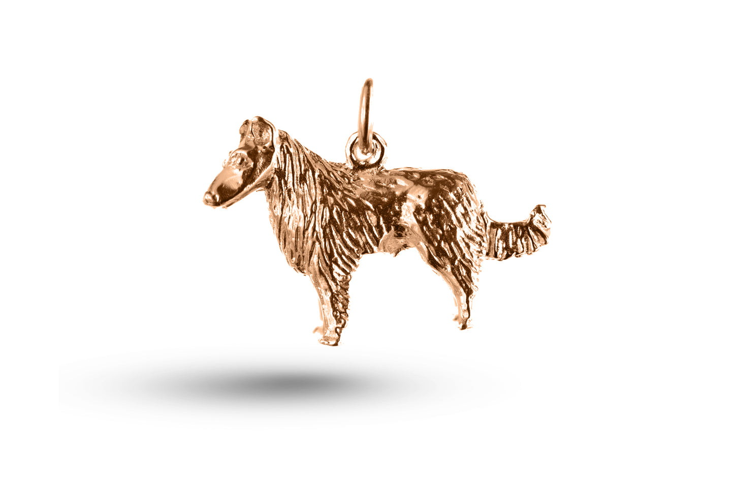 Rose gold Collie Dog charm.