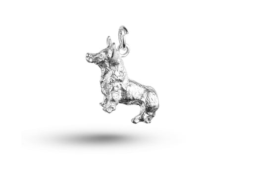 White gold Corgi Dog charm.