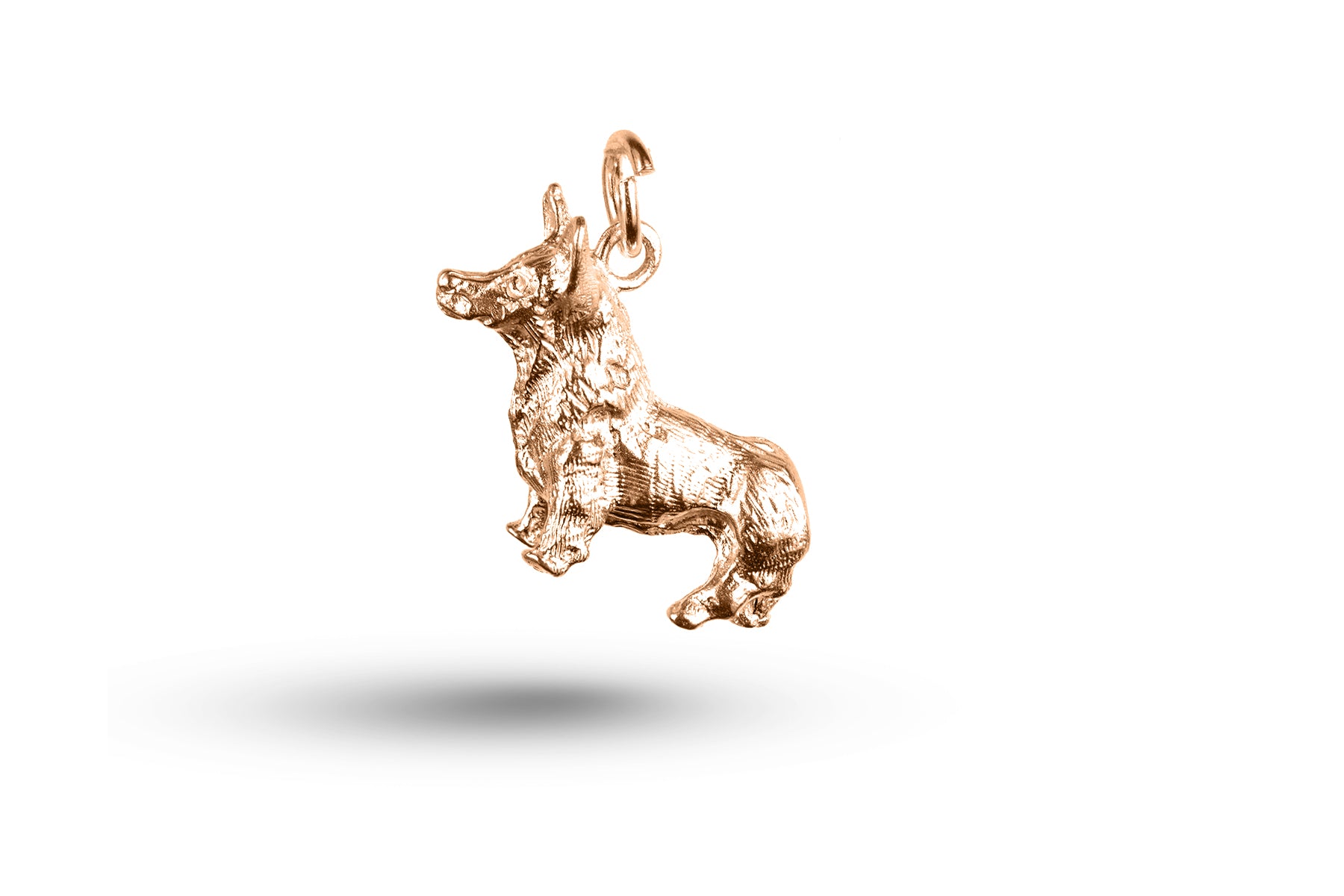 Rose gold Corgi Dog charm.
