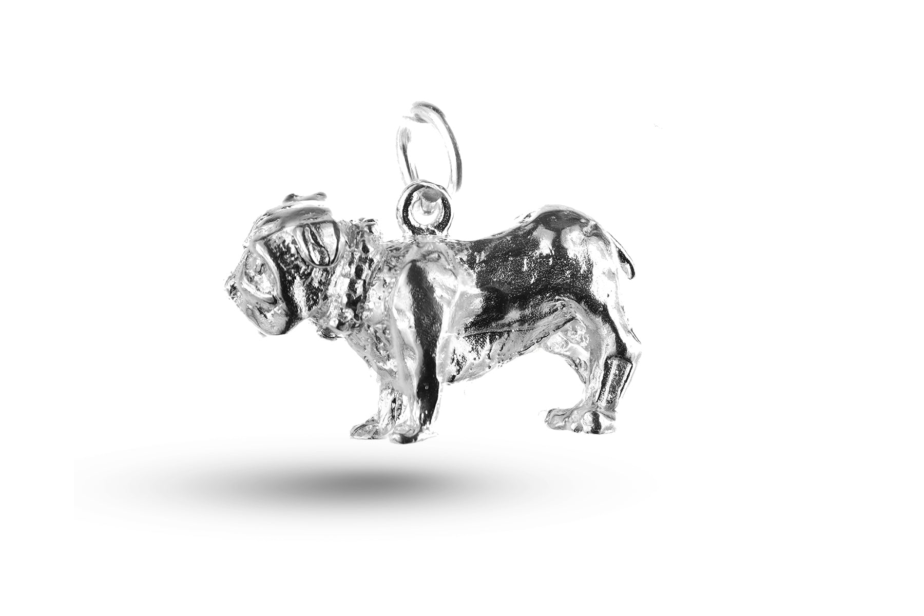 Luxury white gold Bulldog Dog charm.