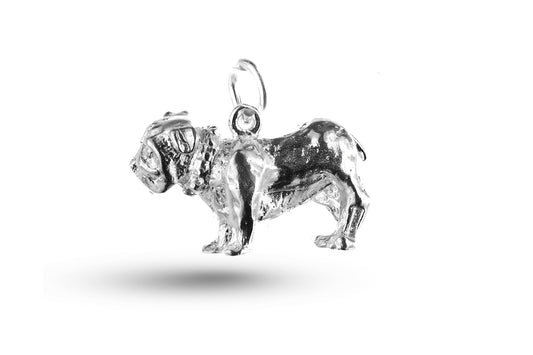 Luxury white gold Bulldog Dog charm.