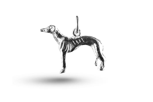 White gold Greyhound Dog charm.