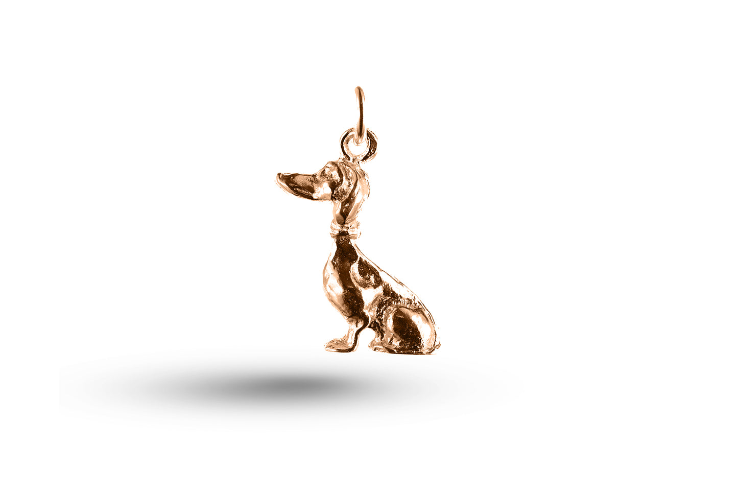 Rose gold Sitting Dachshund Dog charm.