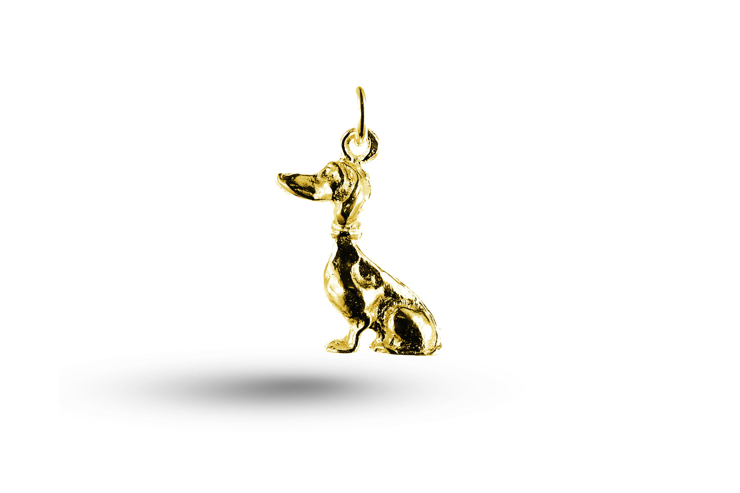 Yellow gold Sitting Dachshund Dog charm.