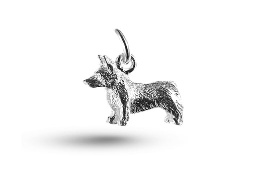 White gold Corgi Dog charm.