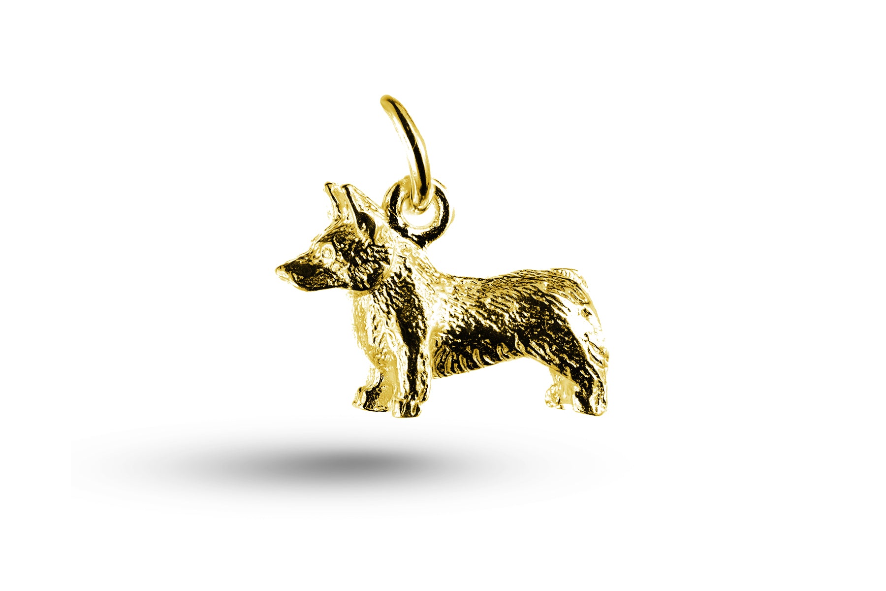 Yellow gold Corgi Dog charm.