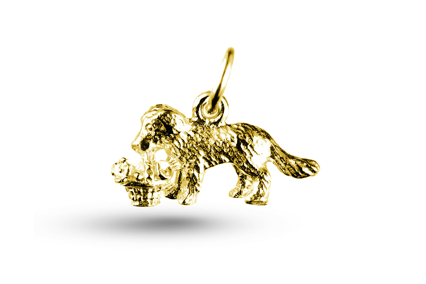 Yellow gold Dog with Basket charm.