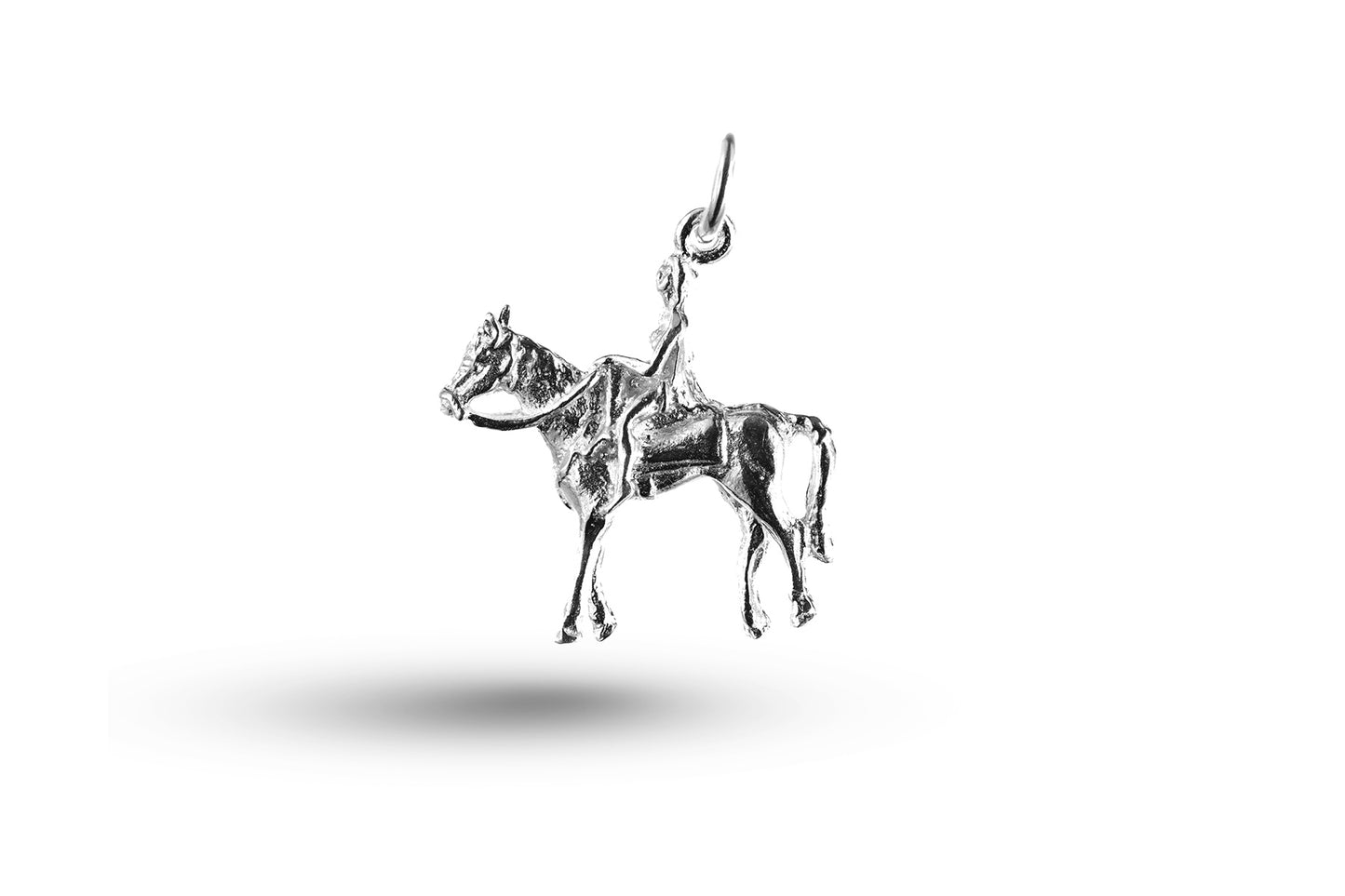 White gold Lady Godiva on Horse charm.