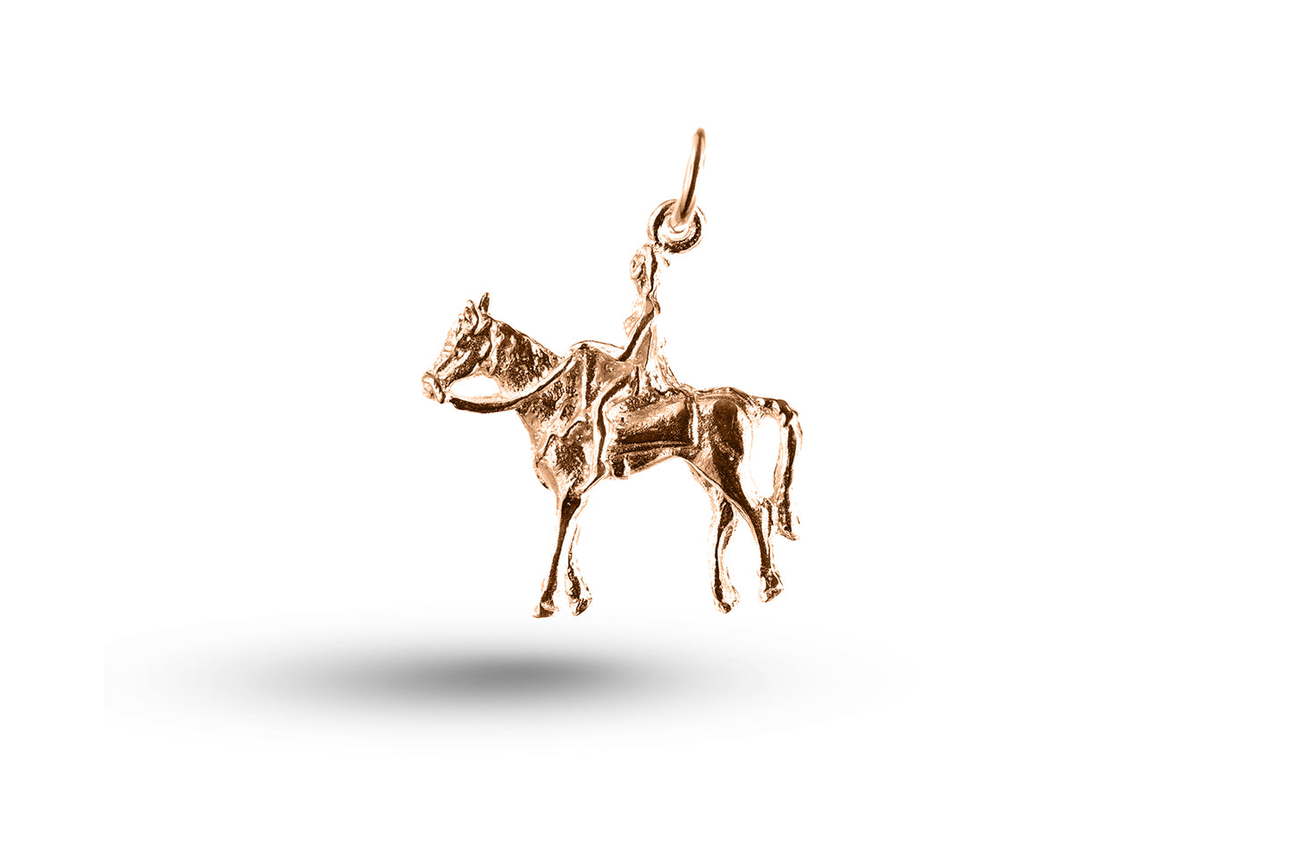 Rose gold Lady Godiva on Horse charm.