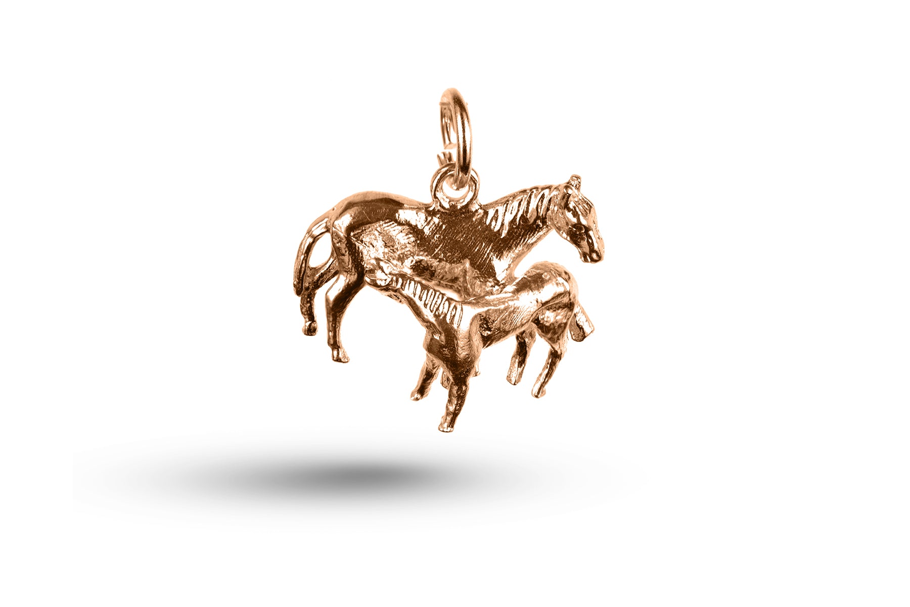 Rose gold Nursing Horse and Foal charm.