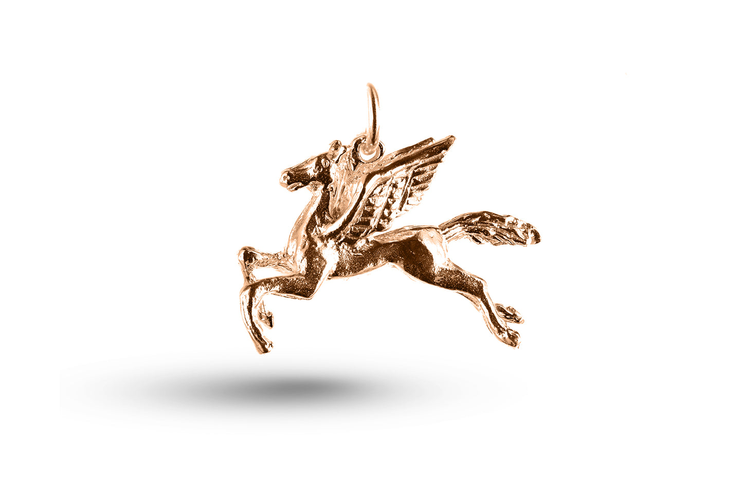 Rose gold Pegasus charm.