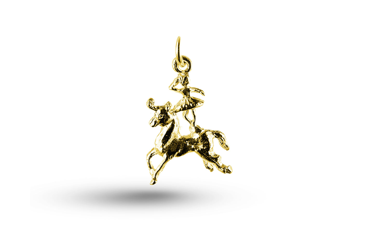Luxury yellow gold ballerina on horse charm.