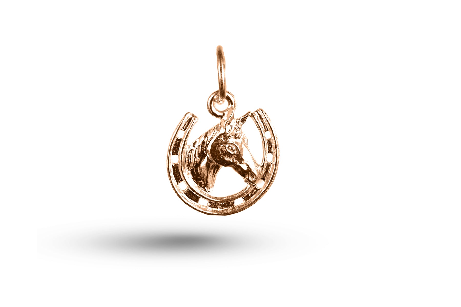 Rose gold Horsehead in Horseshoe charm.