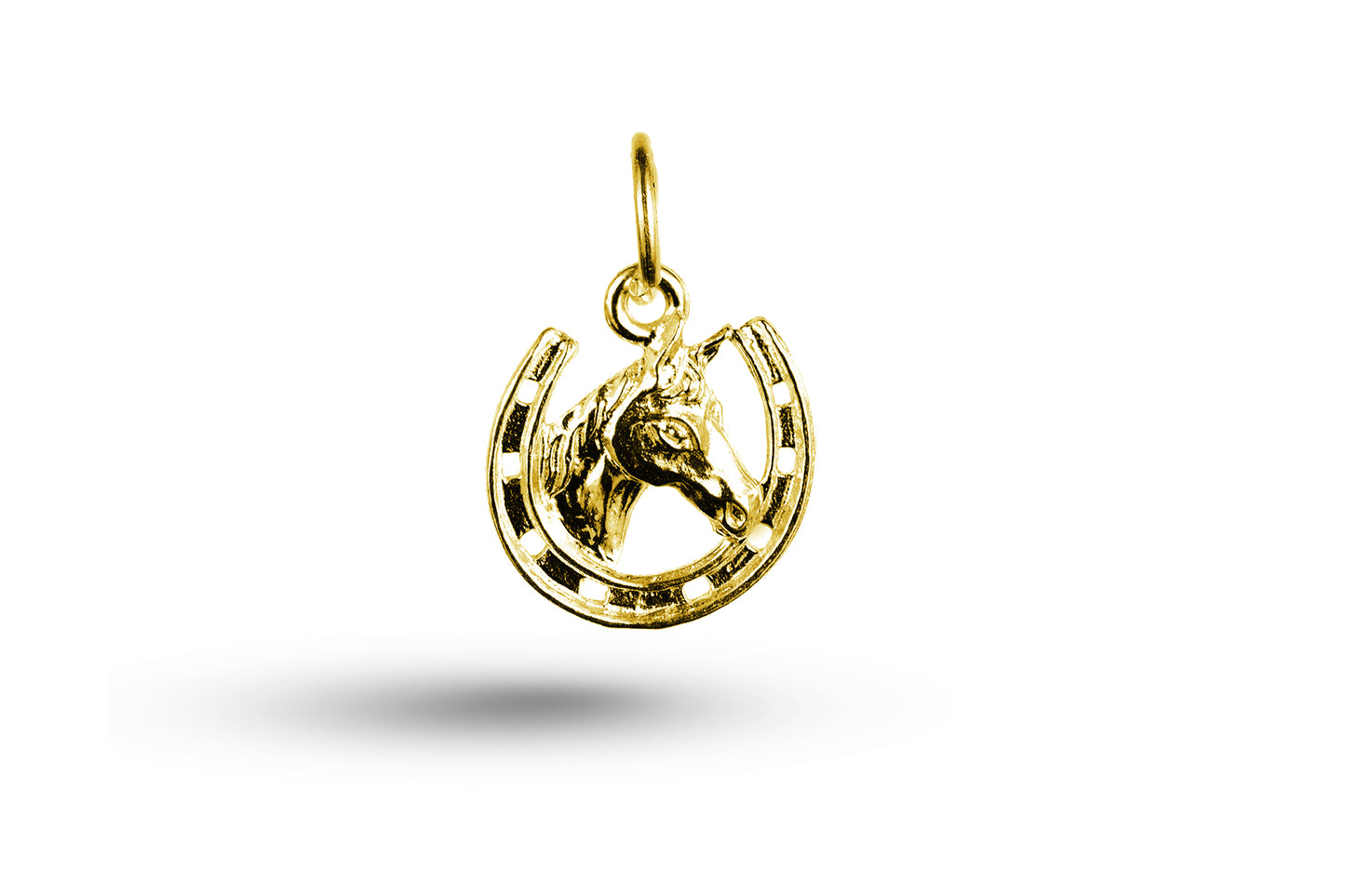 Yellow gold Horsehead in Horseshoe charm.
