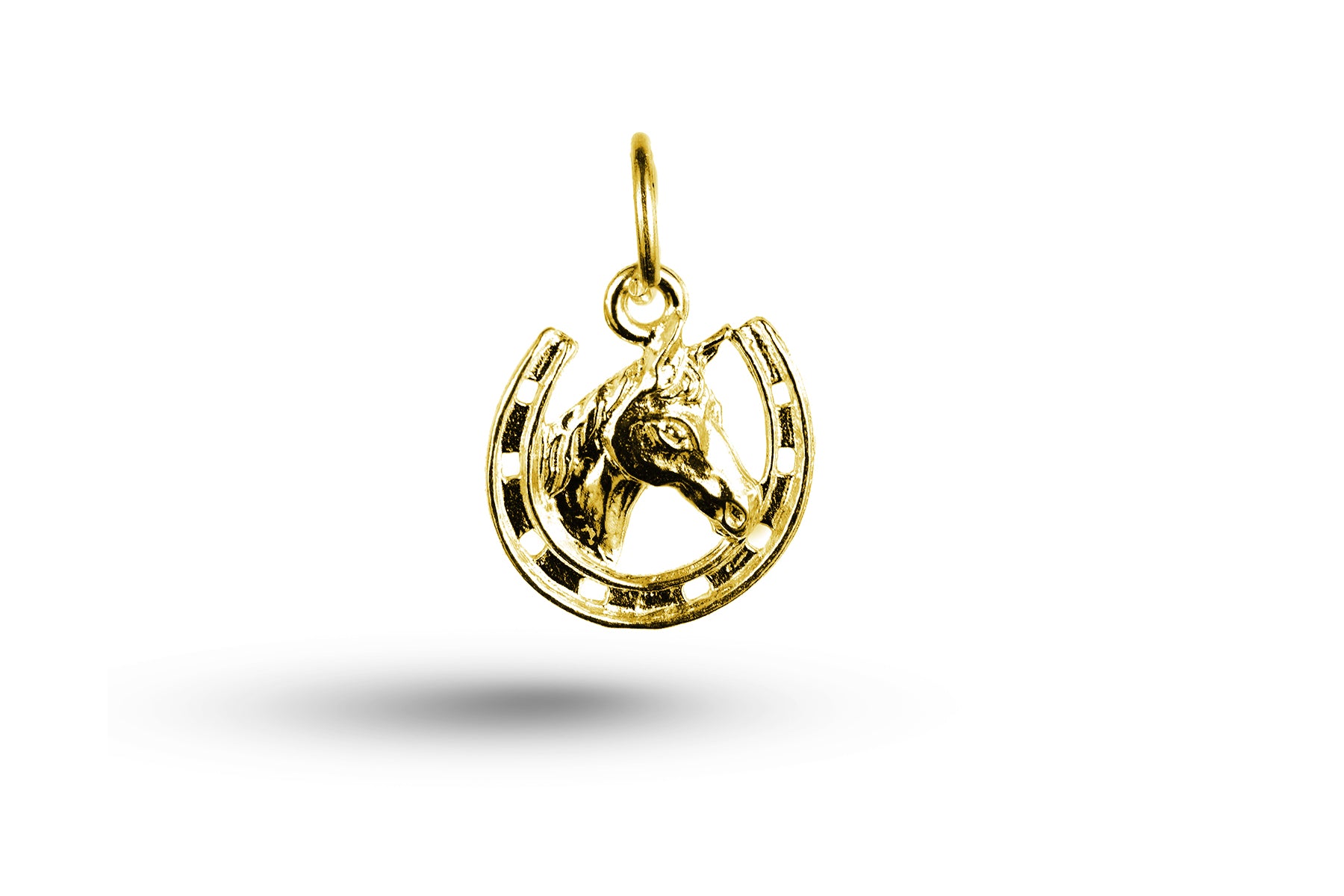 Yellow gold Horsehead in Horseshoe charm.
