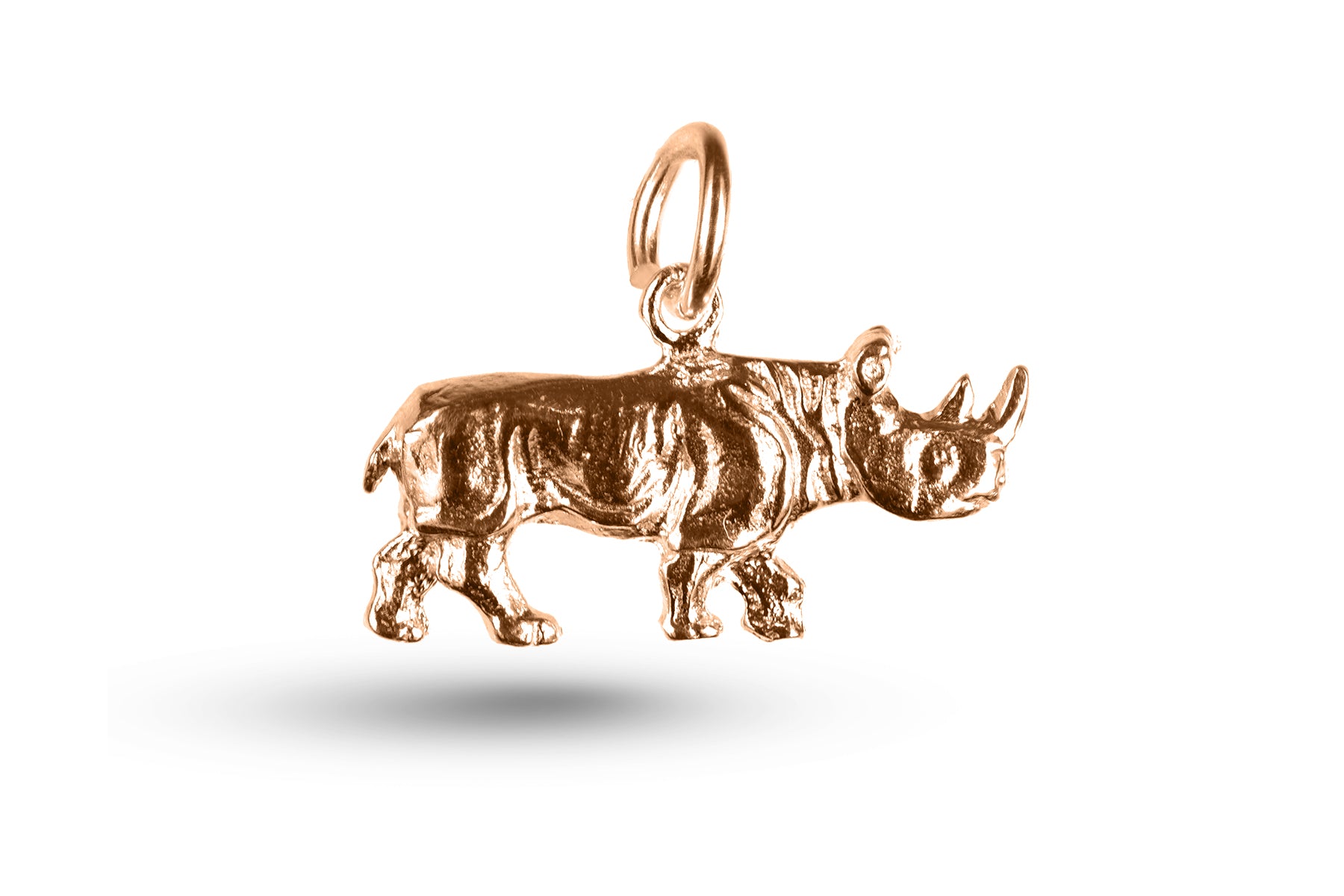 Rose gold Rhino charm.