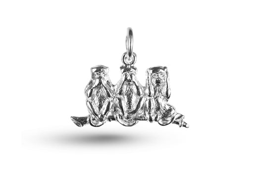 Luxury white gold 3 Wise Monkeys Charm.
