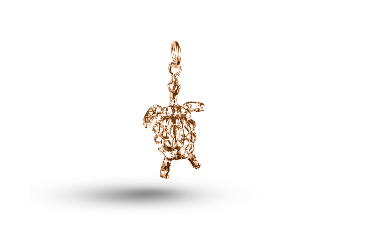 Rose gold Swimming Turtle charm.