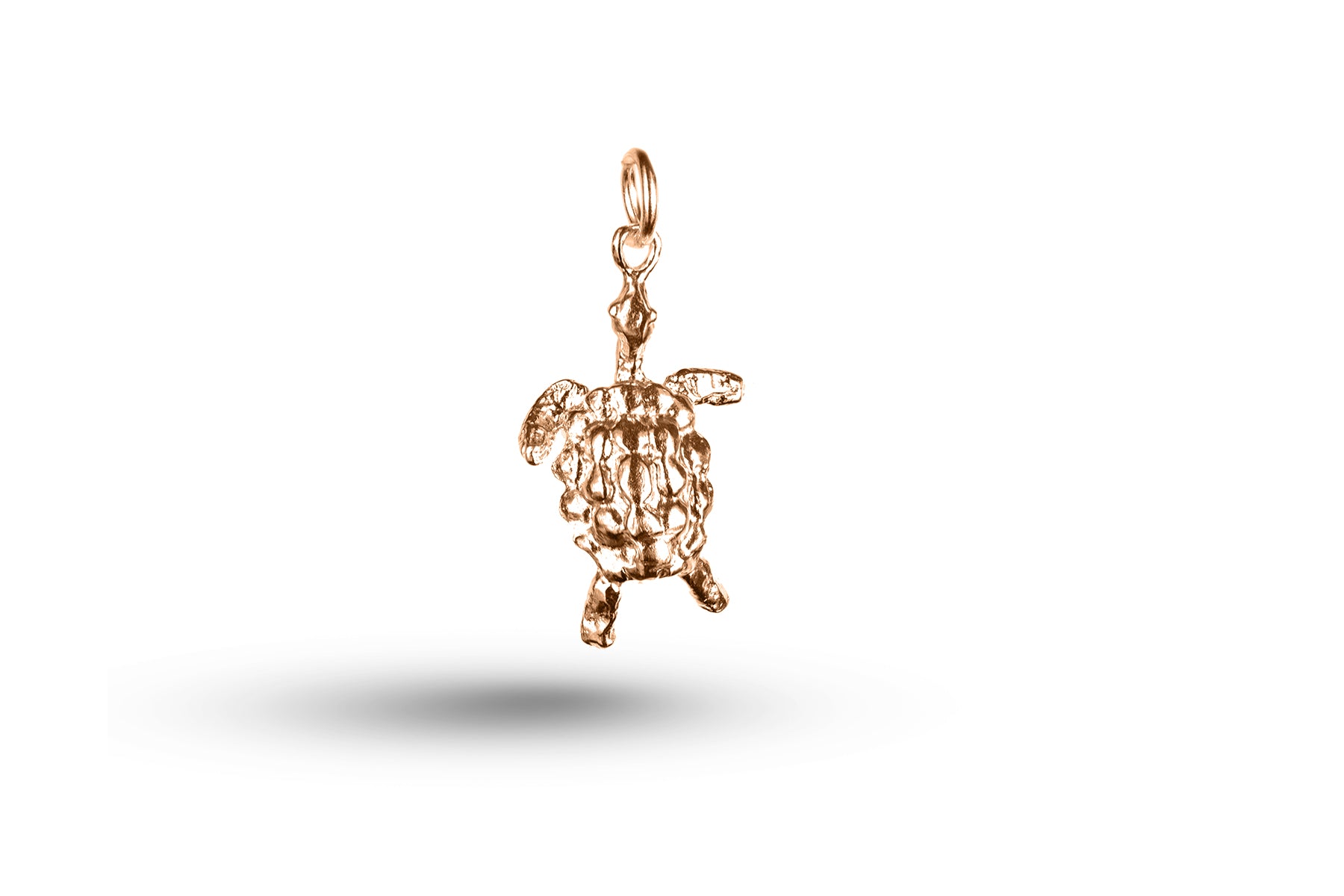 Rose gold Swimming Turtle charm.